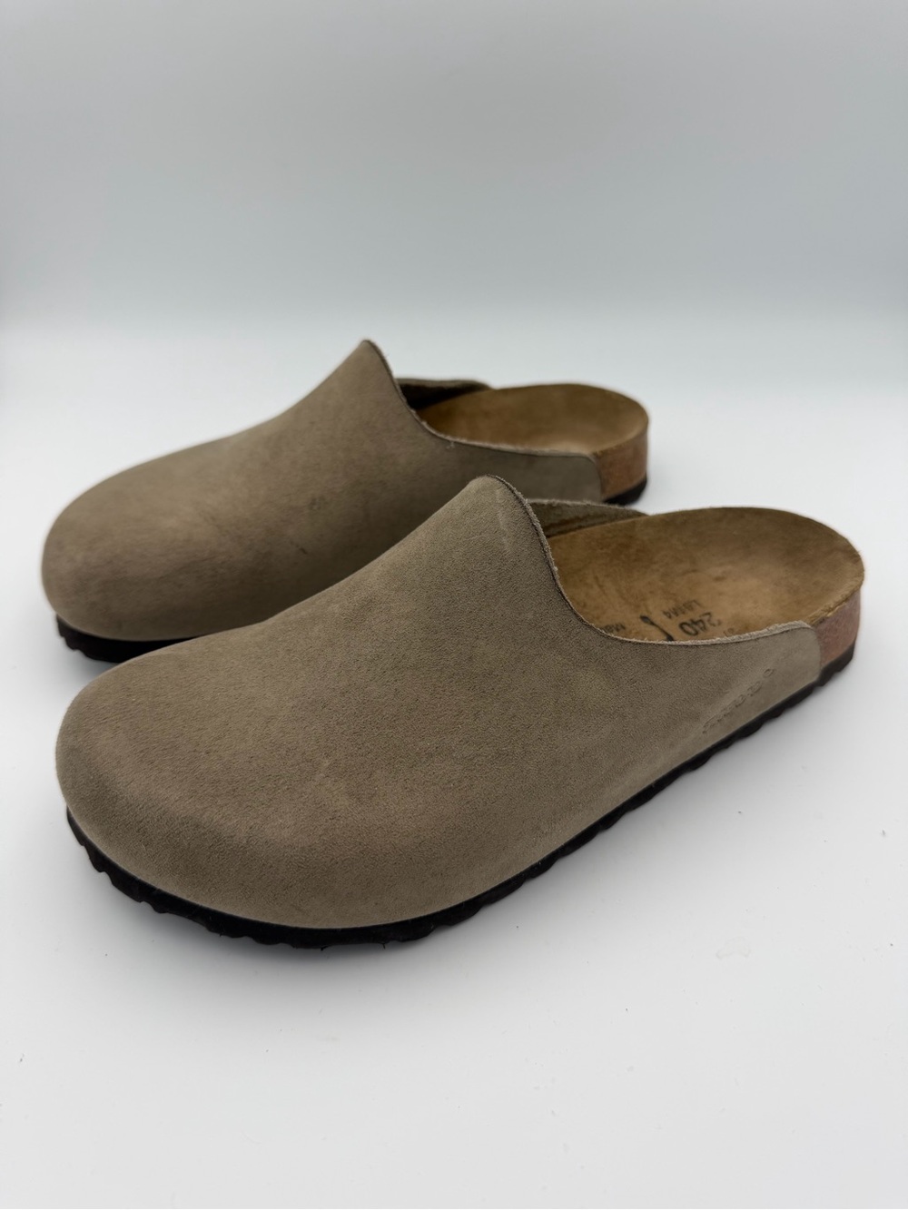 Tatami Birkenstock Volga Taupe Nubuck Leather Clogs Size 240 L6 Vintage